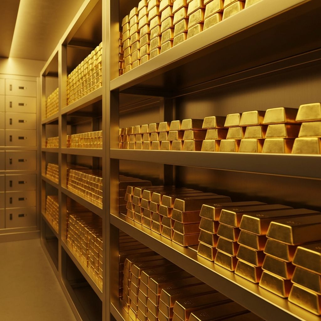 Intérieur coffre avec lingots d'or